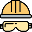 ícone capacete com óculos