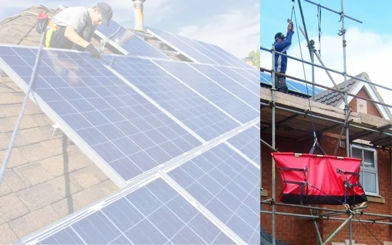 profissional realizando instalação de equipamento solar