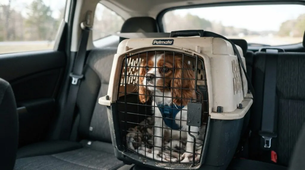 Como transportar cachorros em carros: cachorro na caixa de transporte